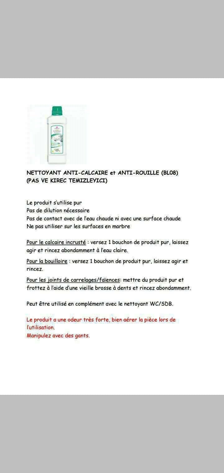 Biobellinda produit antirouille calcaire